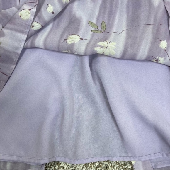 Vintage 90s Casual Corner Lavender Maxi Dress with Tie Blossom Print Modest Sz 6 - Picture 13 of 15